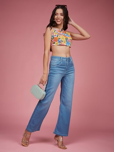 Image of Miss Chase Women's Wide Leg High Rise Regular-Length Stretchable Denim Jeans