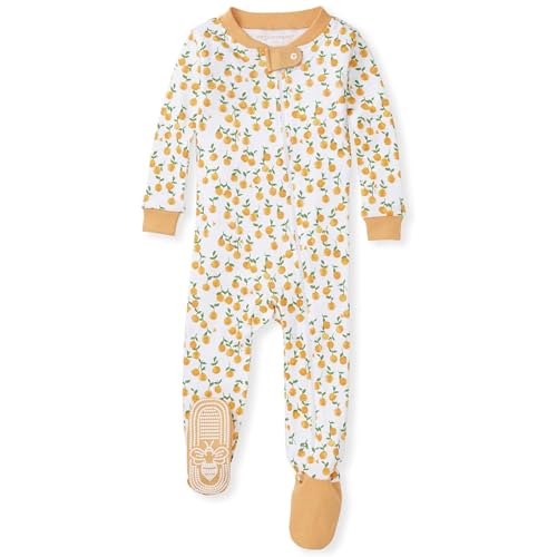 Image of Burt's Bees Baby Girls' Snug Fit One-Piece Footed Non-Slip Sleeper Pajamas