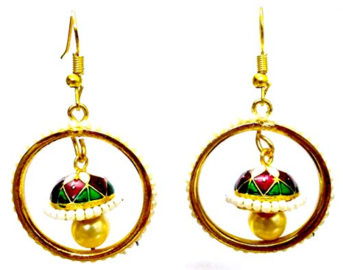 DESI HAWKER Meenakari Minakari Enamel Paint Golden Handmade Earring Bali Jhumki Jhumka Jewelry Bollywood Indian Ethnic Drop Dangle Chandelier NI-216