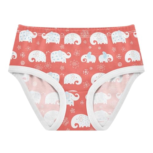 Little Girl Underwear Toddler Panties Kids Undies Elephant White Print Red Cute Soft Cotton Briefs 2T-8Y