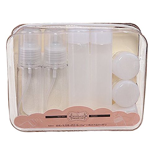 Sinide 10 Pcs Travel Smart Bottles Airplane and Airport Safe TSA Approved Clear Plastic Containers Leak Proof Lightweight Portable Refillable Accessories with Zipper Pouch Bag (White)