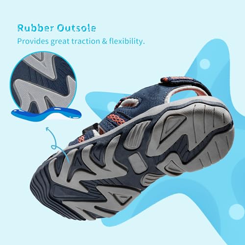 Image of DREAM PAIRS Boys Girls Summer Outdoor Athletic Sport Sandals Walking Water Hiking Hook and Loop Adjustable Multicolor for Toddler /Little /Big Kids