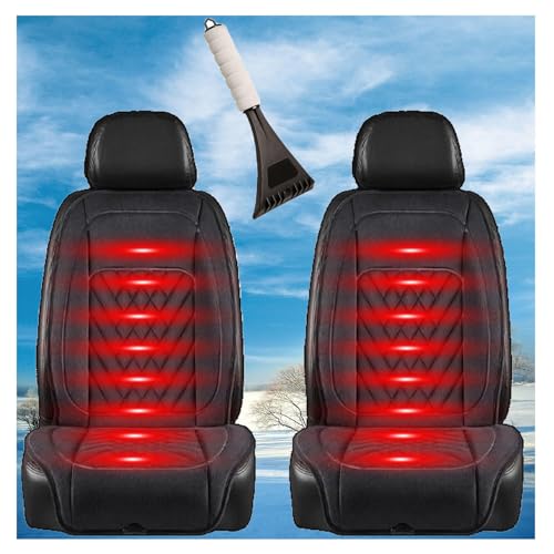 シートヒーター 車, 3つの温度設定,10S 急速暖房一定温度 車用 即暖 シートヒーター シートカバー, 取付簡単 防寒対策 暖房 幅広い車種に対応, 雪かきスコップが付属,黒-助手席