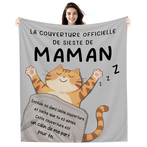 Amorea La Couverture Officielle de Sieste de Maman Couverture Amusante pour Maman Anniversaire fête des mères Cadeau de Noël Cadeau Câlin (Maman-a)