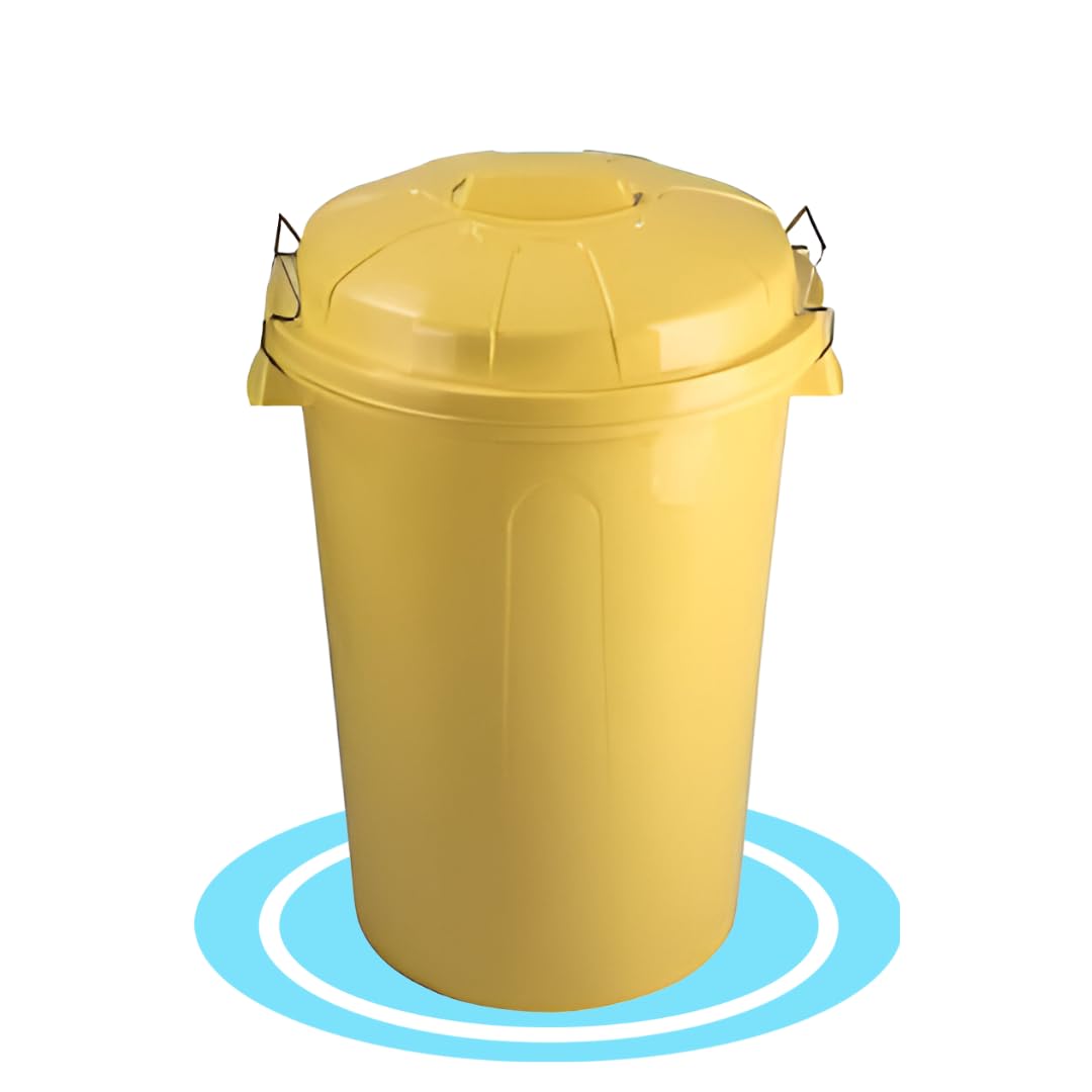 Poubelle 100 l de capacité avec couvercle. Fabriquée en plastique résistant, idéale pour le stockage des ordures pour la maison, le bureau ou l'industrie - Jaune