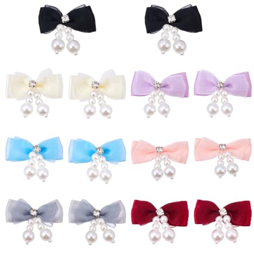 SUNNYCLUE 21 lazo de Cinta de Perlas de 7 colores, Mini Lazo con Perlas Artificiales, Apliques para Pinzas de Pelo, Costura, Álbumes de Recortes, Panadería, Bolsas, Envoltura de Regalos de Boda, Ramos