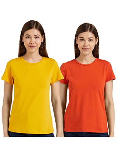 Image of Amazon Brand - Symbol Women Cotton Stretch Regular Fit Round Neck Half Sleeve T-Shirt (Available in Plus Sizes)