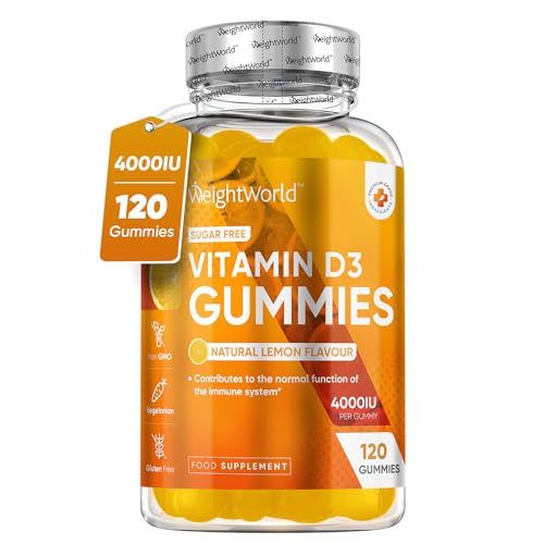 Vitamin D3 Gummies 4000IU, Sugar-Free, Lemon Flavour, 120 Chewable, Vegetarian Friendly