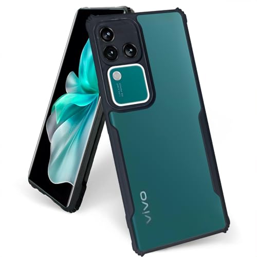 Image of AIBEX Crystal Clear Back Cover Case for Vivo V30 5G / Vivo V30 Pro 5G | 360 Degree Protection | Shock Proof Design | Transparent Back Cover Case (PC & TPU, Black Bumper)