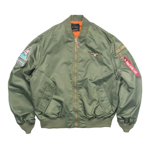 CORIRESHA Men's Army Embroidery Zipper Up Bomber Jacket Badge Flight Outwear