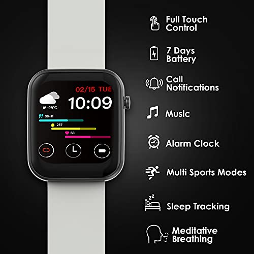 Image of Probus P15 Full Touch Smart Watch 1.69 inch Industry Leading Display With 7 Days Battery Life, IP67 Water Resistant ,Blood Oxygen and Heart Rate Monitor, Sleep & Step Tracker, Smart Notification And Multiple Watch Faces(Grey)