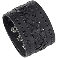 AHANDMAKER Pulseras de cuero punk, pulsera vintage con puño