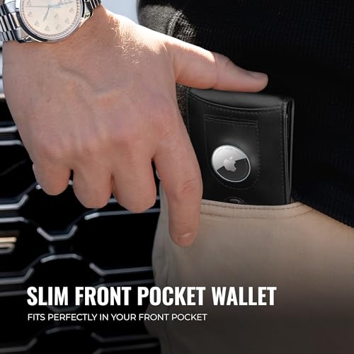 Kingly Trace Airtag Wallet for Men - Smart RFID Blocking Leather Wallet with Airtag Holder & Money Clip - Minimalist Trackable Design with Pull Tab - Secure Wallets3