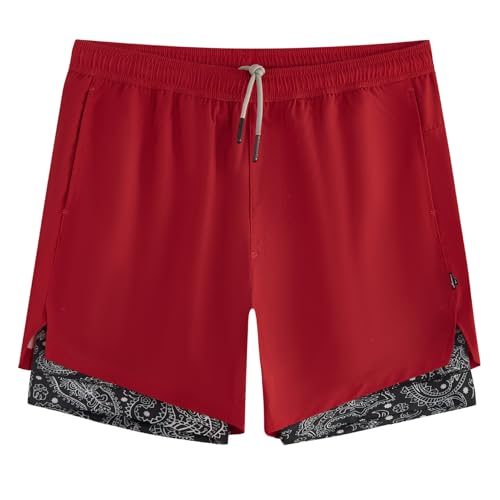 Image of maamgic Mens Workout Shorts 2 in 1 Stretch 5 inch / 7 inch Gym Shorts Running Shorts with Compression Liner Zip Pocket