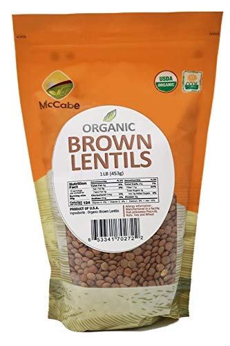McCabe Organic Brown Lentils - Bulk Lentils Rich in Fiber & Minerals | USDA and CCOF Certified | Product of USA | 1Lbs (Pack of 3)