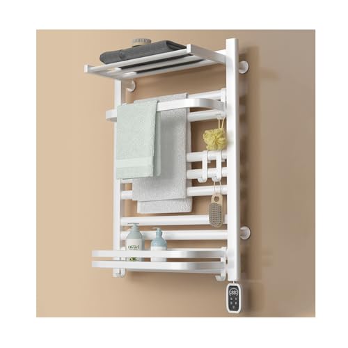 LYMGRZ AWhite 80 A, línea Izquierda, Calentador de Toallas de Pared para baño, secador de Toallas con Temporizador y Estante Superior, toallero calefactado para secar Toallas, Albornoces y Mantas.