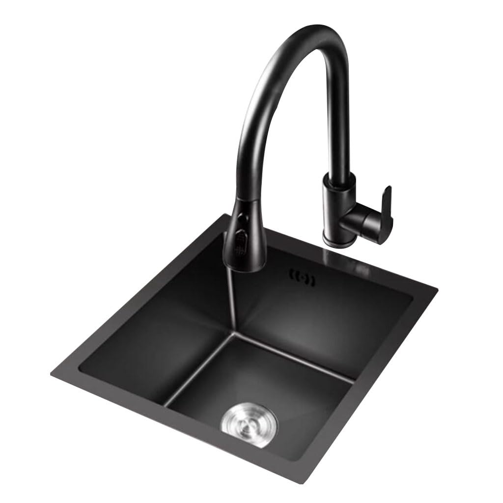 Bassin de lavage en inox noir 42cm anti-éclaboussures pour évier