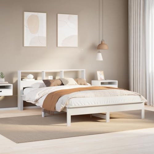 Genérico Estructura de Cama sin colchón Madera de Pino Blanca 140x200 cm, Camas y somieres Blanco,3309738