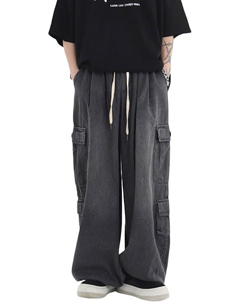 Mens Baggy Jeans Y2K Hip Hop Cargo Pants Harajuku Wide Leg Demin Joggers Emo Alt Streetwear Jeans2