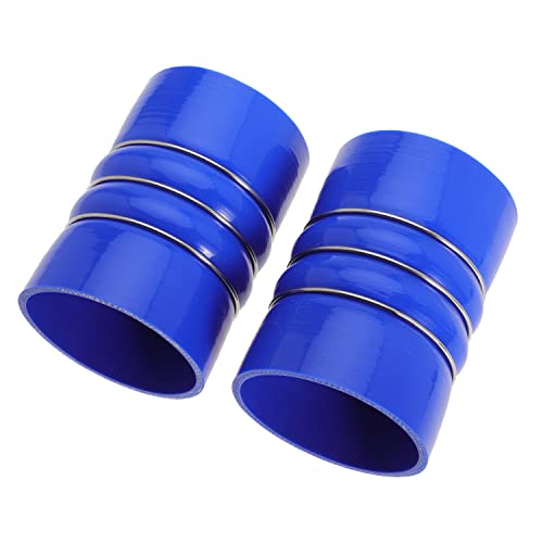 Image of Silicone Charge Air Cooler Hump Hose Boot Set 4 inch X 6 inch 4 inch with T Bolt Clamp Blue (Pack of 2)