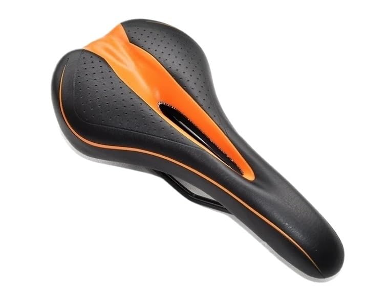 Selle de vélo de montagne creuse noire et orange pour VTT