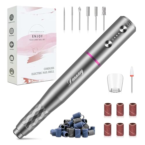 Electric Nail Drill Machine Professional, Rechargeable Cordless Nail File with Bits Kit for Acrylic...