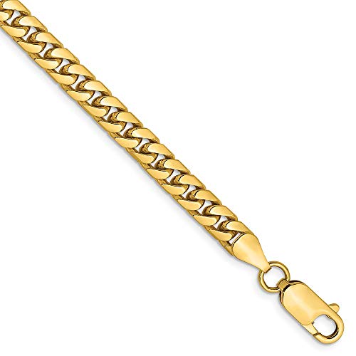 Cadena cubana sólida de oro amarillo 14k 5mm con broche miniatura 1