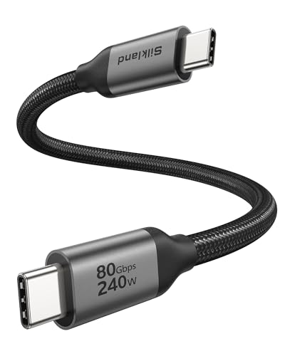Image of Silkland 80Gbps USB 4 for Short Thunderbolt 5 Cable 1FT, 240W Charing, 120Gbps Bandwidth for 16K /Dual 8K, Braided USB C Data Cable Compatible Thunderbolt 4, SSD, MacBook M4 Pro /Max, iPhone 17 /16, Dock