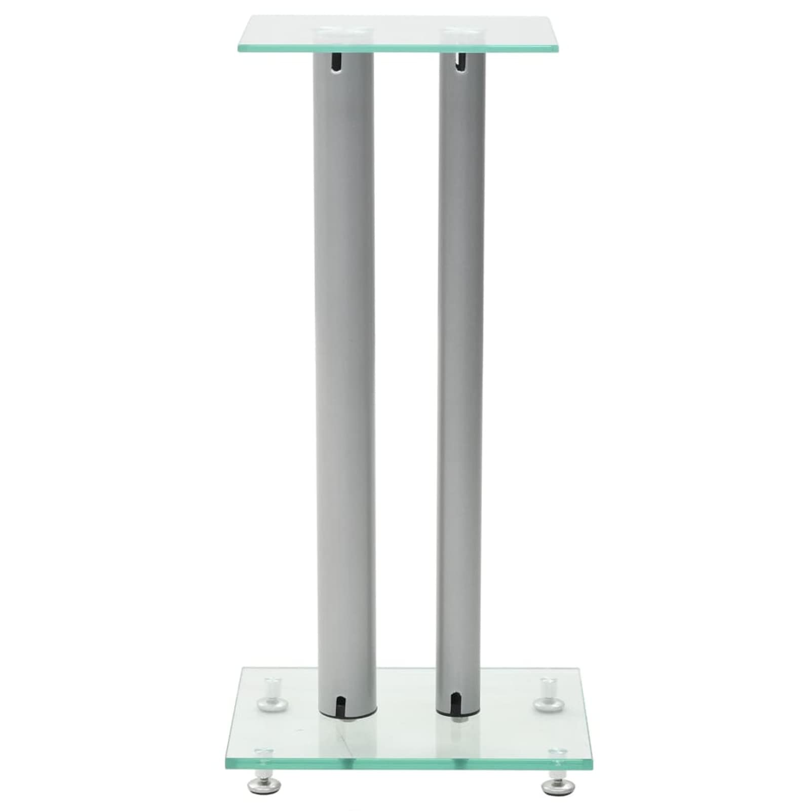 Supporti per Altoparlanti 2pz Vetro Temperato a Colonne Argento,Stand per Altoparlanti,Supporto per Altoparlanti da Tavolo,Supporti Altoparlanti-50674