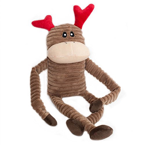 ZippyPaws Holiday Crinkle - Squeaky Plush Dog Toy (Reindeer, Large)