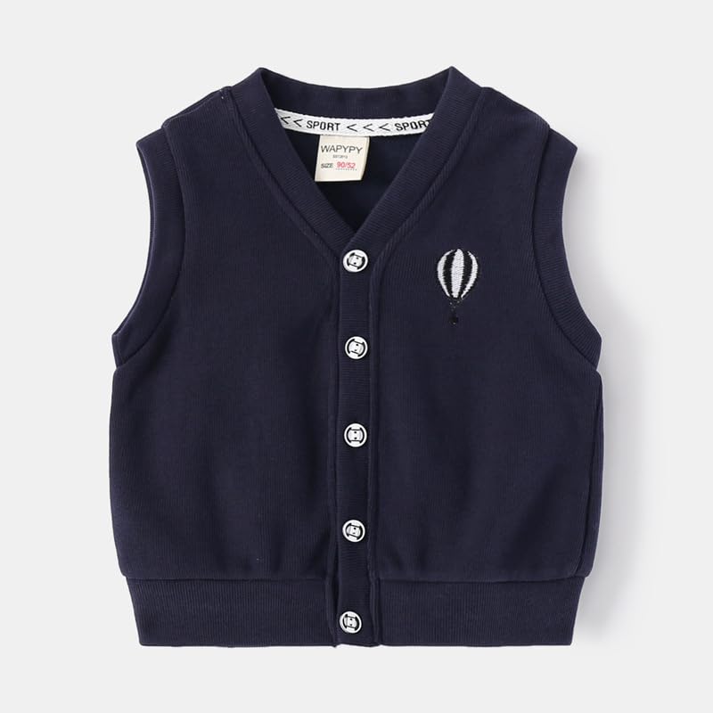 Toddler Baby Boys Girls Embroidered Sleeveless Sweater Vest V-Neck Autumn and Winter Little Kids Tank Button Cardigan2