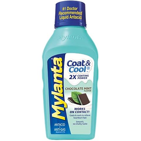 Mylanta Heartburn and Gas Relief, Liquid Antacid, Coat & Cool Formula, Mint Chocolate Flavor, 12 Fl Oz Cover