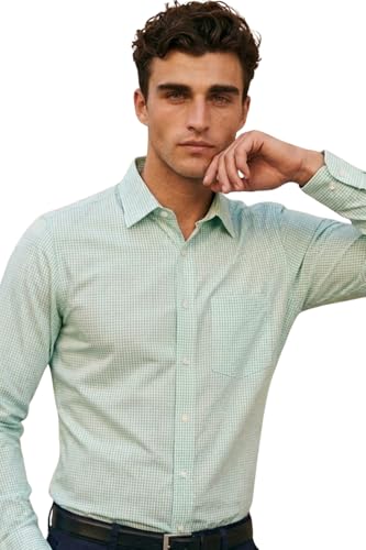 Image of Louis Philippe Men's Slim Fit Easy to Iron Everyday wear Premium Cotton Full Sleeve Checks Formal Shirt