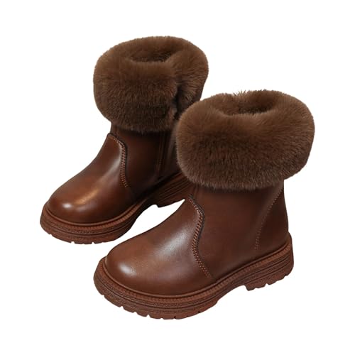 IWIHMIV Girls High Top Ankle Boots Mid Calf Cute Winter Warm Snow Outdoor Walking Boot Toddler Non Slip Ankle Boots Fall Boots
