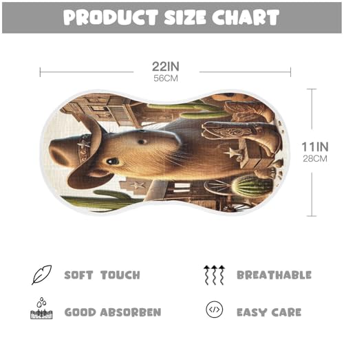 Capybara Cowboy Hat Baby Burp Cloths Muslin Soft Burp Cloth Rags Cotton Burp Clothes Absorbent for Boy Newborn Girl Unisex 1 Pack 22x11 Inches2