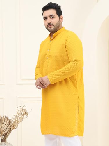 Image of SOJANYA Plus (Since 1958) Men's Silk Blend Embroidered Only Long Kurta