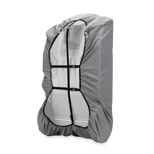Image of Camco Rhino RV Tote Tank Nylon Cover Accessory with Cinch Strap, Elastic Edges, and Water Drainage Grommet for 28 and 36-Gallon Tanks, Large, Gray