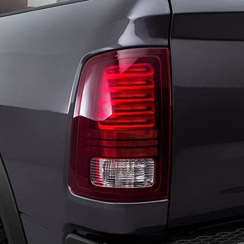Fione Led Tail Lights Assembly For 2013-2018 Dodge Ram 1500 & 2013-2018 Ram 2500 And 2014-2018 Ram 3500 Halogen Type & Red Lens Black Interior With Bulbs Left Driver Side Ch2800202 68093081Ac #TOP2