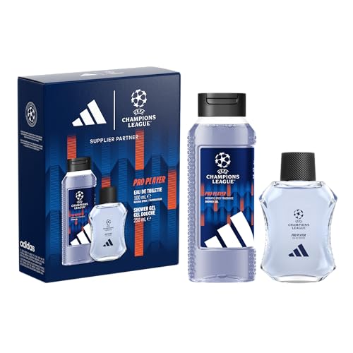adidas, Cofanetto Regalo UEFA Champions League Pro Player, Eau de Toilette 100ml e Docciaschiuma 250ml