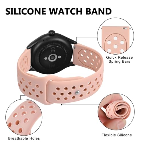 BISONSTRAP Watch Bands for Men and Women, Ventilated Silicone Watch Straps, Quick Release Sport Loop Band, 22mm, Pink by BISONSTRAP - Used condition - Image 4