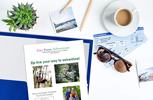 Image of Better Office Products 2 Pocket Glossy Laminated Blue Paper Folders, Letter Size, Blue Paper Portfolios, Box of 25