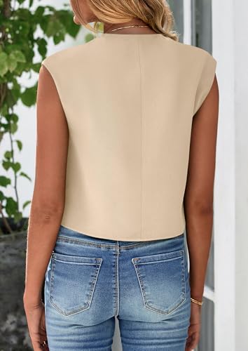 PRETTYGARDEN Women's Summer Suit Vest 2025 Dressy Casual Crop Tops Business Work Office Clothes Trendy Blazer Waistcoat2