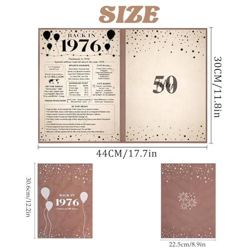 Image of Crenics 50th Birthday Decorations for Women or Men, Vintage Back in 1976 Poster, 50th Birthday Guest Signature Book, Awesome 50 Anniversary Birthday Gifts