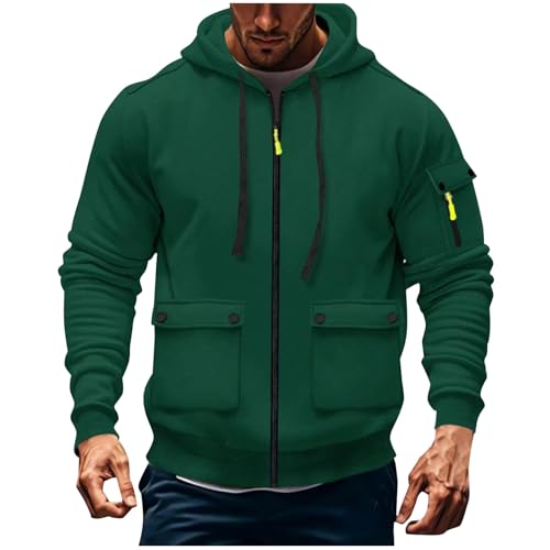 Cargo Hoodie for Men Vintage Trucker Hoodies Long Sleeve Sweatshirts Zip up Fleece Sweat Shirts Tactical Jackets 2025