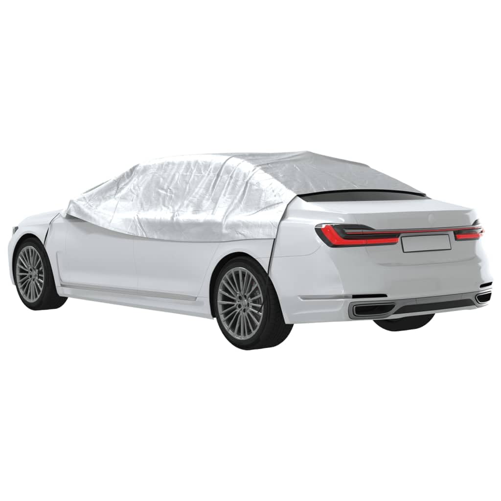 vidaXL Half Car Cover with Hooks Silver L PEVA — view 6