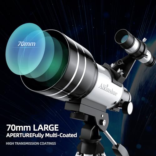 Image of 300mm Refractor Telescope for Astronomy Beginners, Multi-Coated High Powered Refracting Telescope with Tripod 70mm Aperture