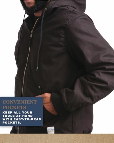 Bass Creek Outfitters Mens Canvas Jacket - Quilted Lining & Ribbed Cuff Sleeves Tricot Duck Work Jackets for Men (M-XXL)4