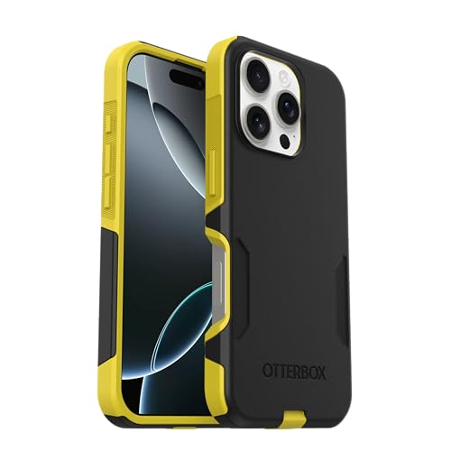 Image of OtterBox iPhone 16 Pro (Only) - Commuter Series MagSafe Case - Night (Black & Yellow) - Built-in Magnets - Slim & Tough - Pocket-Friendly - with Port Protection