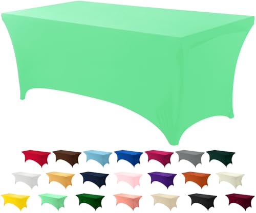 Image of Utopia Kitchen Spandex Tablecloth 1 Pack [6FT, Bright Green] Tight, Fitted, Washable and Wrinkle Resistant Stretch Rectangular Patio Table Cover for Event, Wedding, Banquet & Parties[72Lx30Wx30H Inch]
