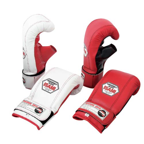 ISAMI IS-760 パンチンググローブ ウォッシャブル //イサミ 洗えるパンチンググローブ ミット打ち サンドバッグ打ち (Large, ホワイト×レッド)のサムネイル